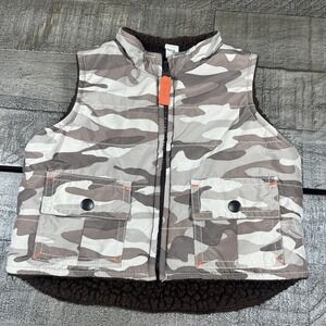 Baby Gap Vest Puffer 0-6 Months‎ Army Military Camp Sherpa Lined
